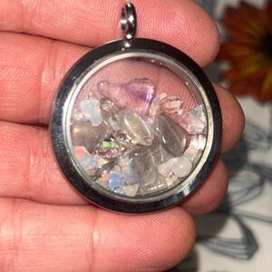 Silver Pendant with Genuine Gemstone Crystal Accents